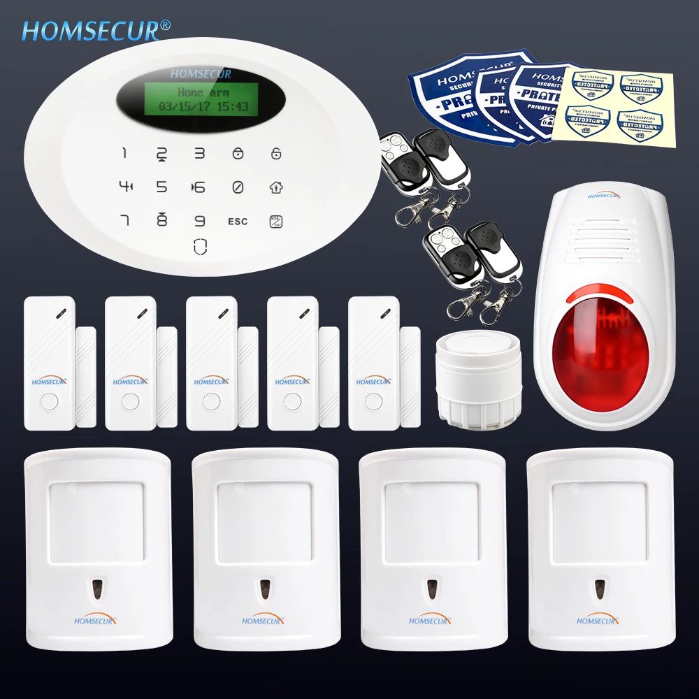 

HOMSECUR Wireless GSM SMS Autodial Home Alarm System With Wireless Flash Siren