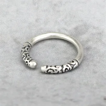 

925 Sterling Silver Sun Wukong Golden Cudgel Relief Open Rings For Women Men Vintage Prevent Allergy Sterling-silver-jewelry