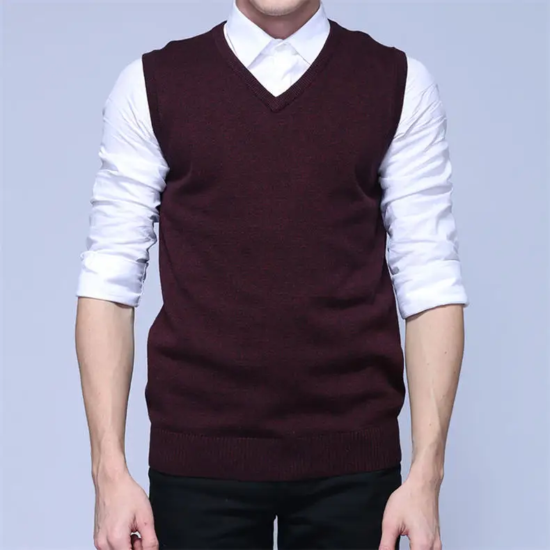 Men Sweater Vest MuLS Brand Winter Colored Wool Knitted Sleeveless Sweater Male Cotton Jumper Autumn Spring 2018 New Size M-3XL-08