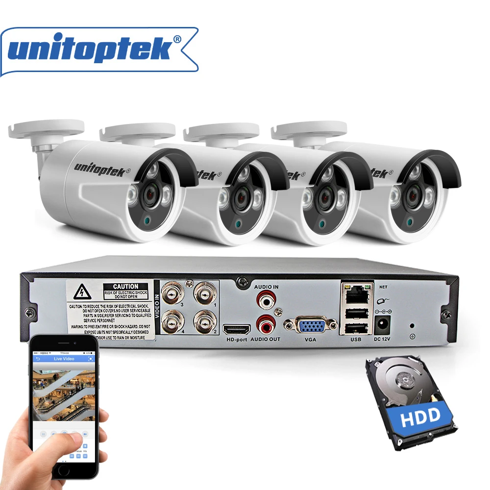 

4CH 1.0MP Security Camera System HD AHD DVR Video Recorder With 4X HD 1280TVL 720P Bullet Outdoor Weatherproof CCTV Cameras