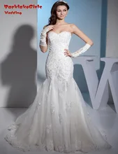 BacklakeGirls 2017 Custom Made Mermaid Wedding Dresses Beaded Applique Sleeveless Tulle Court Train Bride Gowns