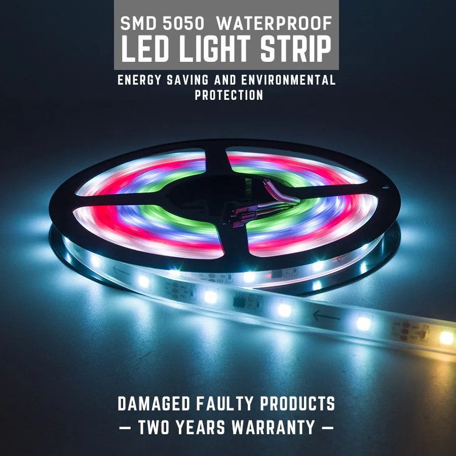 

DC12V 5M Colorful LED Strip SMD5050 Waterproof Light with Remote Control Flexible Various Effects Color Changing Light