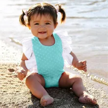 Летний модный купальный костюм для маленьких девочек, купальный костюм с рюшами и бантиком, Цельный купальник в горошек без рукавов для детей 20-25 лет