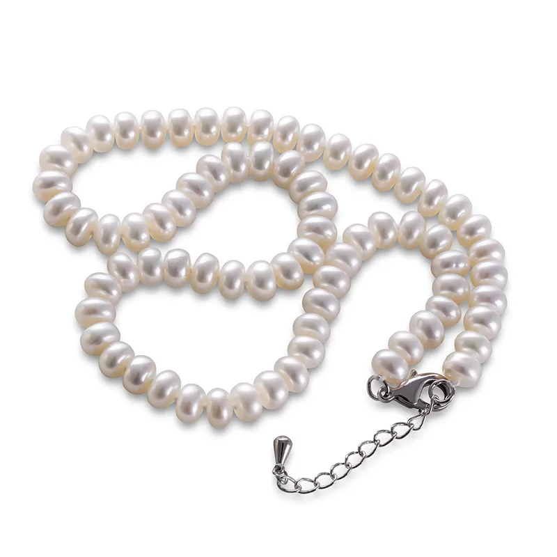 BaroqueOnly белое ожерелье из натурального пресноводного жемчуга 8-9 мм ожерелье из бисера ювелирное изделие 40 см/45 см/50 см Длина ожерелье для женщин Подарки - Цвет камня: White