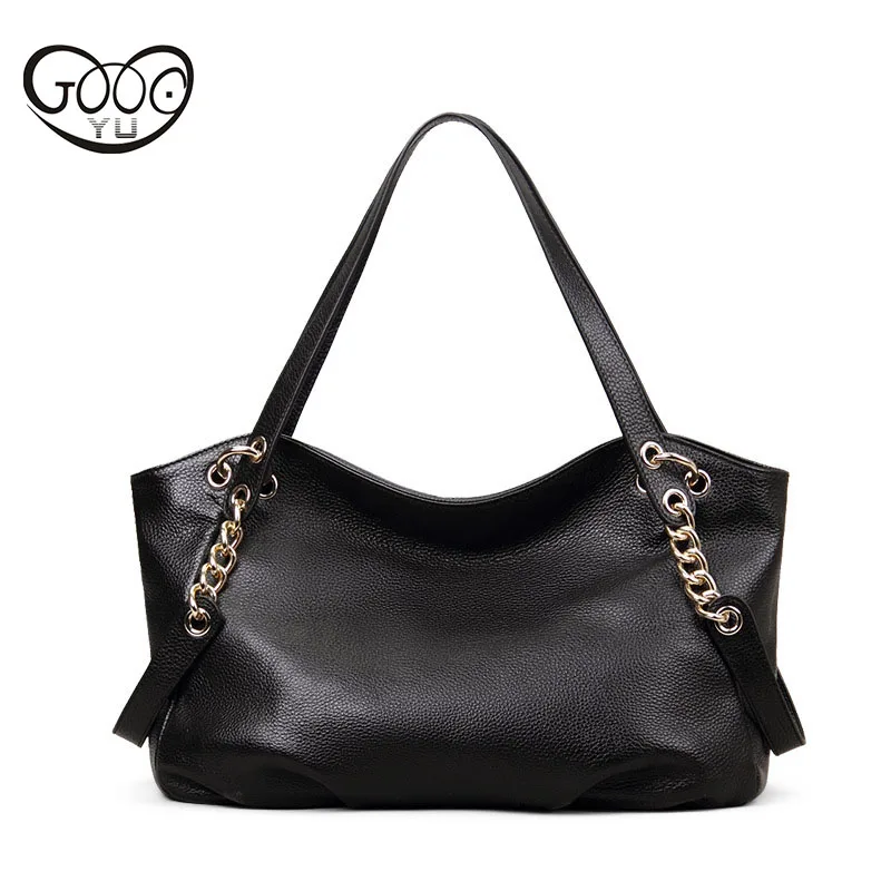 

Europe and the United States style high-quality lychee furrows cowhide handbag horizontal square solid color large-capacity shou