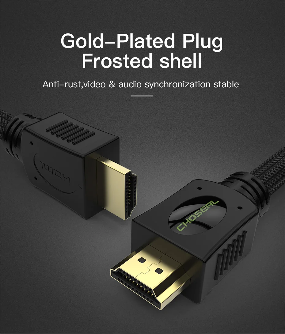 CHOSEAL HDMI кабель 2,0 4K 3D HDMI кабель для проектора Xiaomi PS4/PS3 приставка Blu-Ray плеер ТВ 1 м 2 м 3 м 5 м HDMI шнур