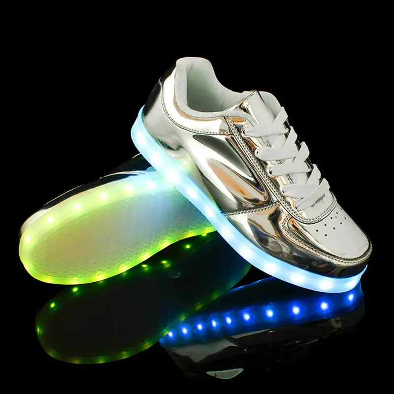 2016 Space Leather light up shoes Street Antislip Led Luminous Shoes