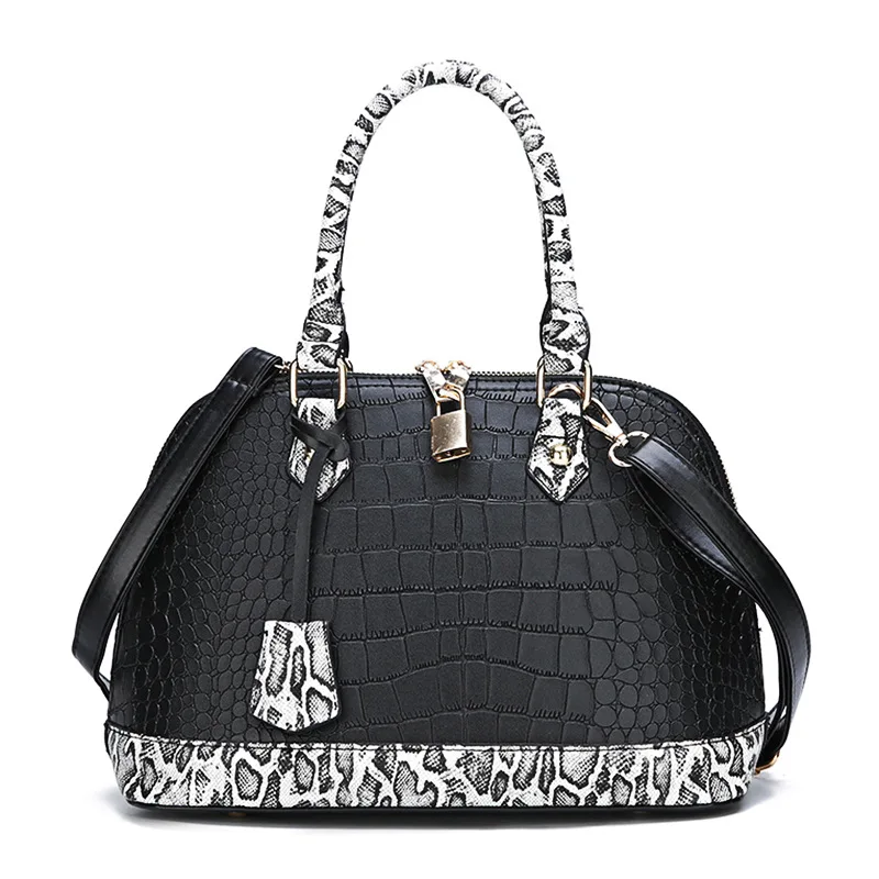 Anslot брендовые дизайнерские женские сумки с крокодиловым узором, женская сумка, роскошная сумка с верхней ручкой, сумка через плечо из искусственной кожи, змеиная сумка HPS360 - Цвет: Черный
