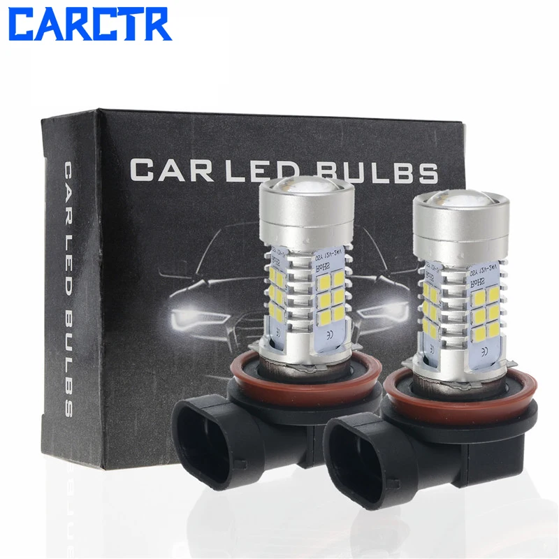 CARCTR 2 PCS LED Car Fog Headlight H8 H9 H11 21W High Power 6500KL Light Bulb