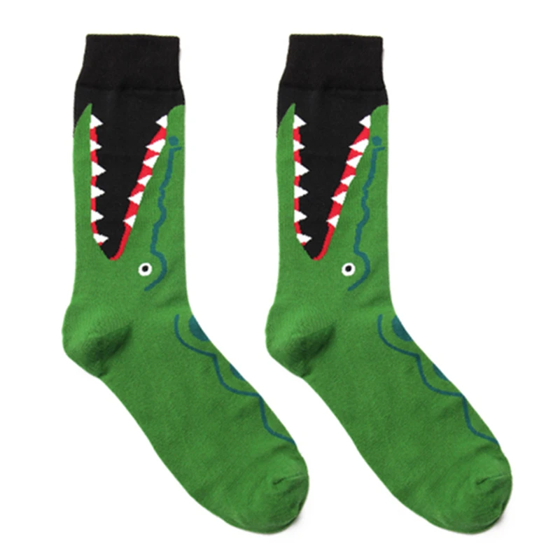 

Adult Size Mid Calf Crew Killer Green Crocodiles Socks Animal Ovipara Reptile Alligator Crocodilian Cayman Cruelty Cold Blood