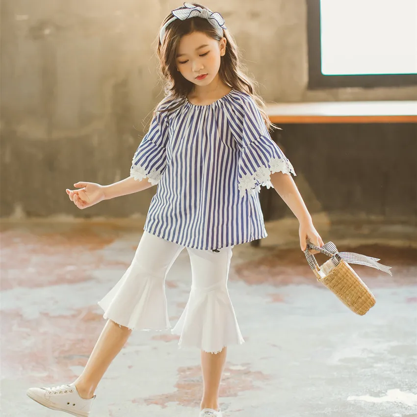 girl clothes 2 pcs sets spring summer striped blouses tops and knee length pants girls clothing sets school kids girl outfits 2 3 4 5 6 7 8 9 10 11 12 13 14 15 years little baby big girls sets clothing (3)