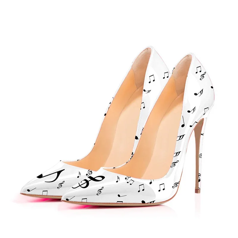 ASUMER Plus size 34-45 New 2019 fashion high heels shoes pointed toe music printing stilettos ladies sexy party wedding shoes