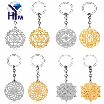 

Fashion Mandala Pendant keychain Yoga Chakra Art Flower OfLife Key Chain Rings Religious Key Holder Women Bag Accessories