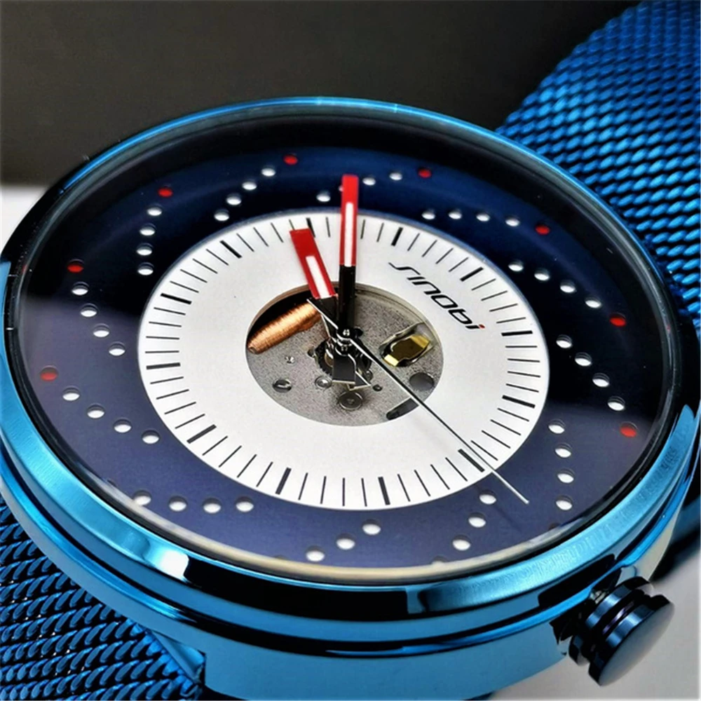 SINOBI Мужские часы фейерверк светящиеся отверстия креативный дизайн Expose Move Мужские t Top Роскошные Кварцевые наручные часы relogio masculino