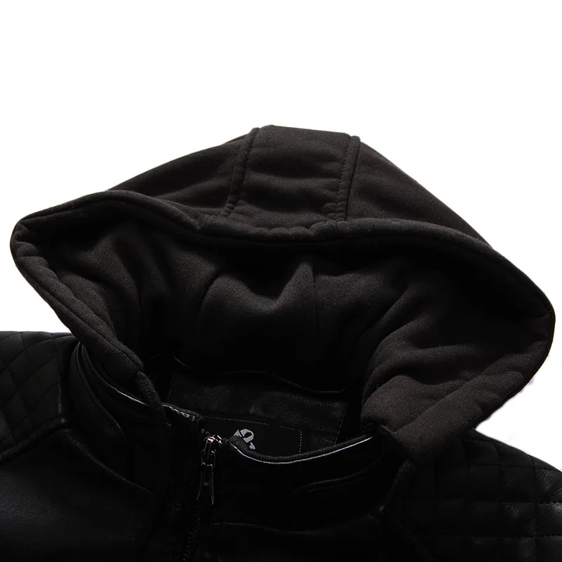 Новая Ретро винтажная мотоциклетная куртка мужская Мото куртка из искусственной кожи с капюшоном приталенные куртки байкерские классические стеганые пальто одежда