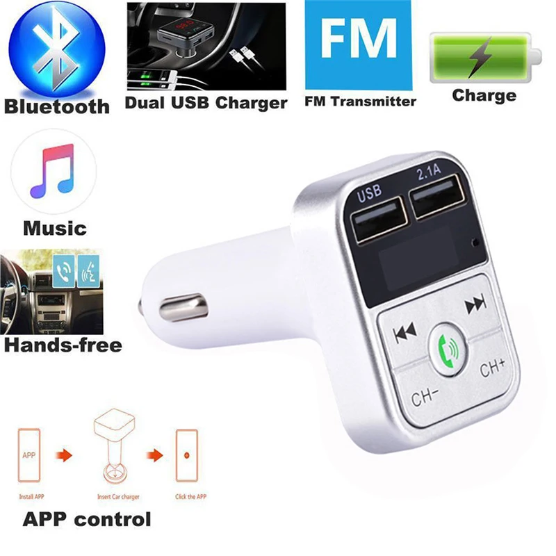 Wireless Bluetooth Fm Car Chargers Transmitter Led Mp3 Player Charger 2 Usb Handsfree Car Kit Car Accessories