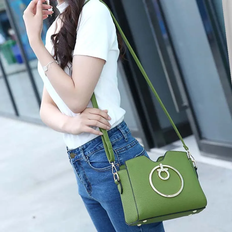 PU Leather Women Casual Handbag Female Holiday Messenger Bag Lady Exquisite Crossbody Mini Fashion Metal Ring Handle Bag SS7087 (19)