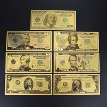Gold folie Dollar Banknote 7 stücke Gold Silber Bunte Gefälschte Geld Mit 100 Dollar Umschlag Verpackung Für Sammlung Geschenk