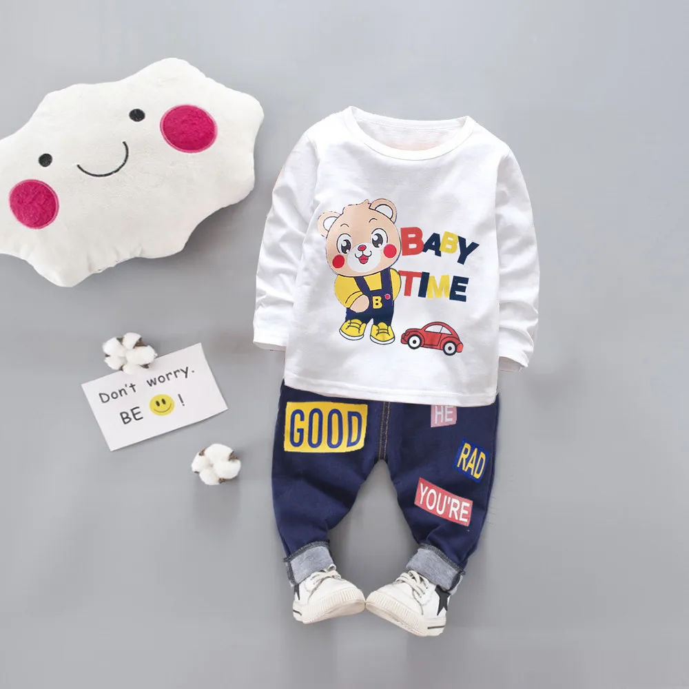 Toddler Kids Clothes Animals Clothes 2PCS Long Sleeve T shirt+Pants ...