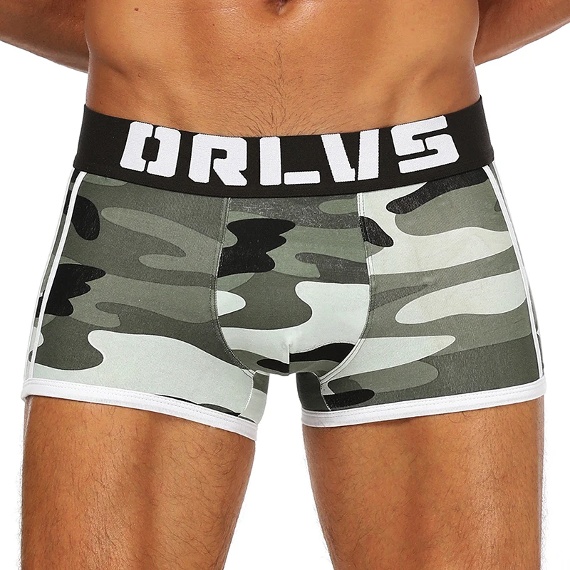 ORLVS Comfortable Underwear Men Boxers Breathable Cotton Male Panties Cueca Tanga Men Boxers Solid Shorts Quick Dry Mesh OR144