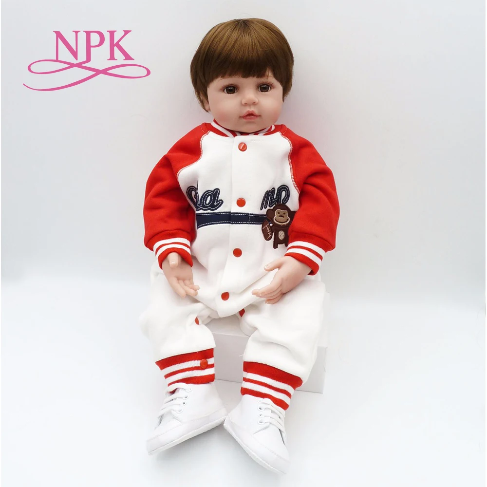 NPK 56cm Silicone limbs and cloth body bebe bonecas short hair charm baby kid Brinquedos best children playmates toys | Игрушки и хобби