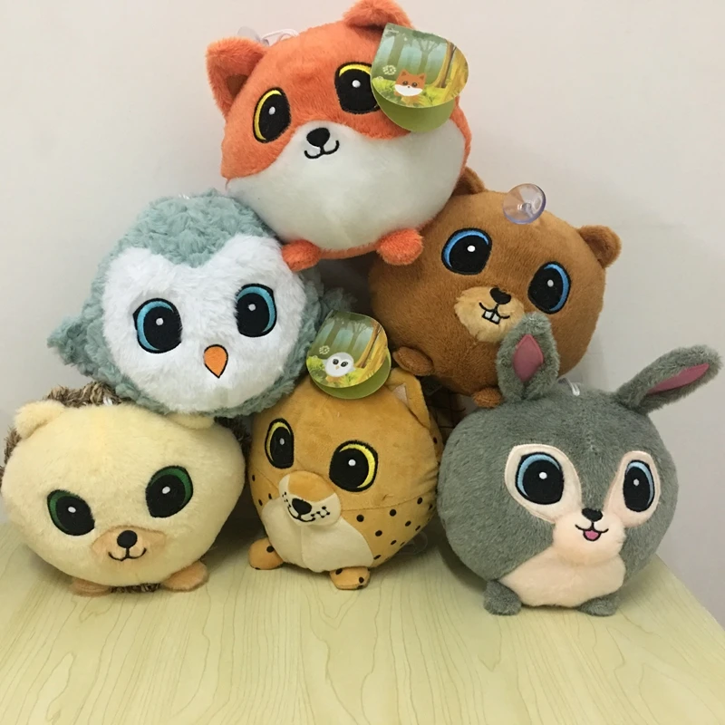 

6pcs/lot Funny Plush Forest Rabbit Bear Fox OWL Animals Soft Toy For Kids Gift