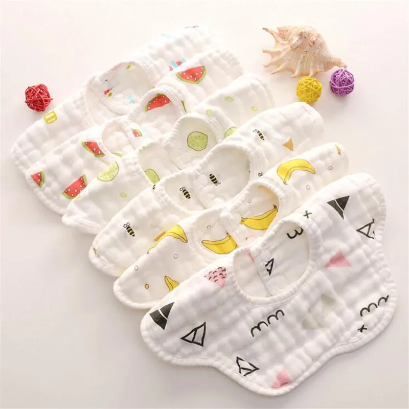 

Baby burp cloth 8 layers round design petal imitation cotton muslin bibs infant burp cloth feeding