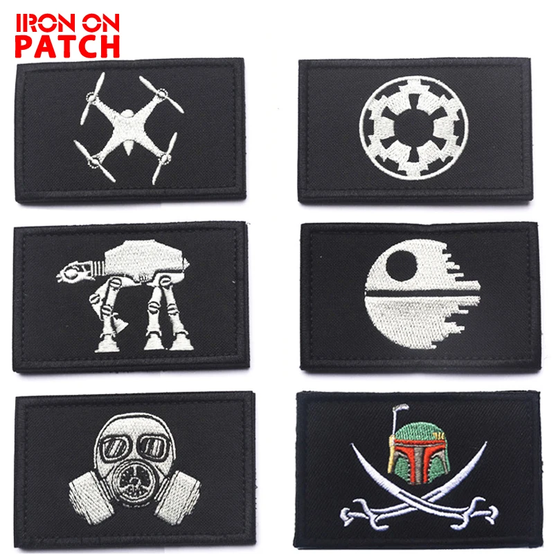 

3Pcs Star Wars Patch Hook & Loop Embroidered Patches For Clothes Sewing Black Patch Badge Patches Drop Shipping