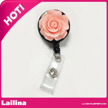 

Bling Rhinestone Retractable Badge Reel/ ID Badge Holder / Brooch / Pendant /Id Badge Holder(Resin Flower )