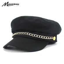 Девушка армии Шапки Sailor Шапки Для женщин газетчик Обычная установлены Шапки одноцветное Цвет Черный Военный Кепки на лето и весну осень Армейский Берет Кепки s