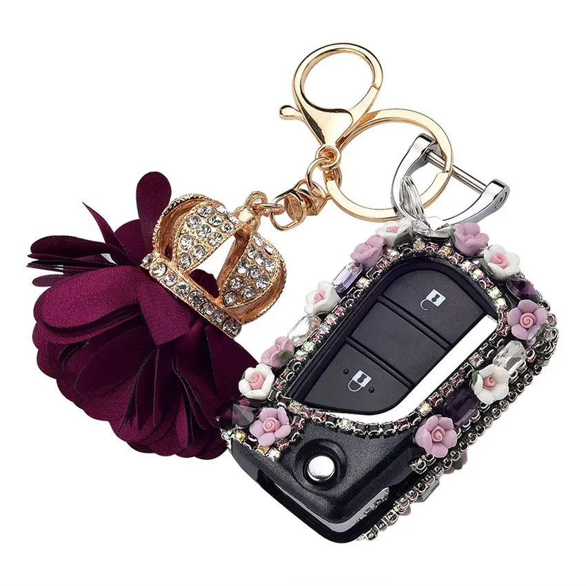 

Ceramic Flower Jewelry 2 or 3 Buttons Silicone Remote Car Key Case Fob Cover For Toyota Camry RAV4 Prius Highlander Corolla EX