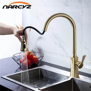 

New Kitchen Faucets Chrome/Brushed Gold Torneira Para Cozinha De Parede Crane For Kitchen Tap Black Sink Mixer Faucet XT-173