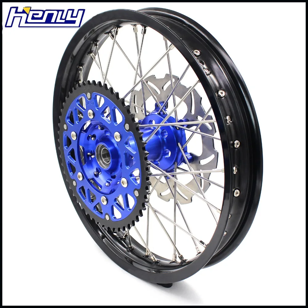 21/19 полный мотоциклетные колеса обода Набор для YAMAHA YZ 125 250 1999- YZ250F 2001- YZ450F 2003- синий звездочки