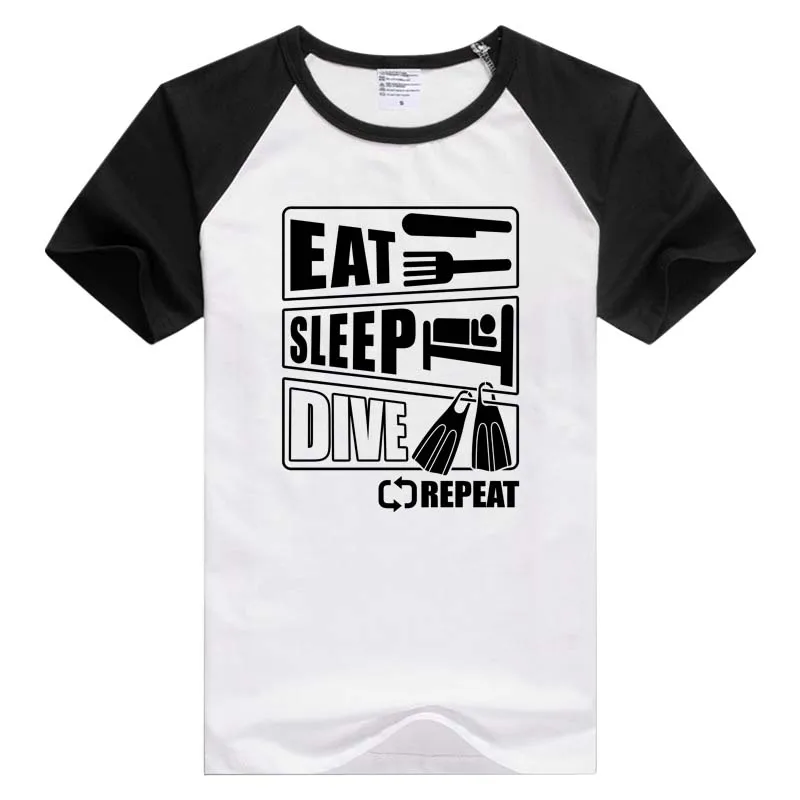 Eat Sleep Dive Repeat повседневная мужская и женская футболка с коротким рукавом удобная