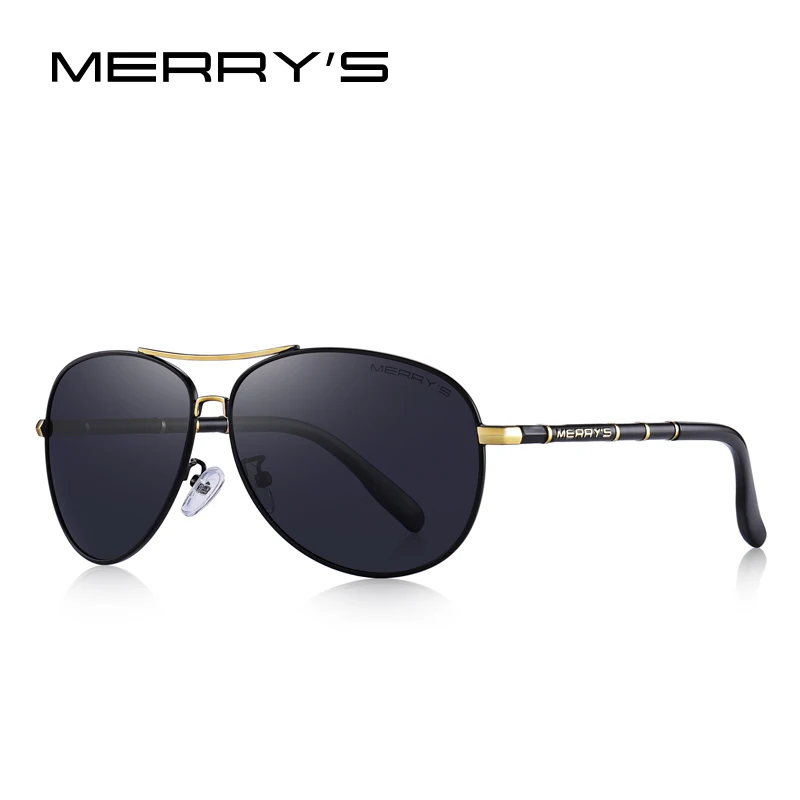 MERRYS дизайн, мужские классические солнцезащитные очки пилота, HD поляризационные солнцезащитные очки для мужчин, роскошные оттенки, защита от уф400 лучей, S8766 - Цвет линз: C03 Gold