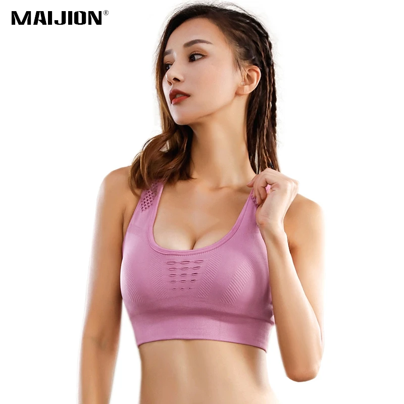 MAIJION High Impact Sports Bra For Women Hollow Padded Yoga Bra