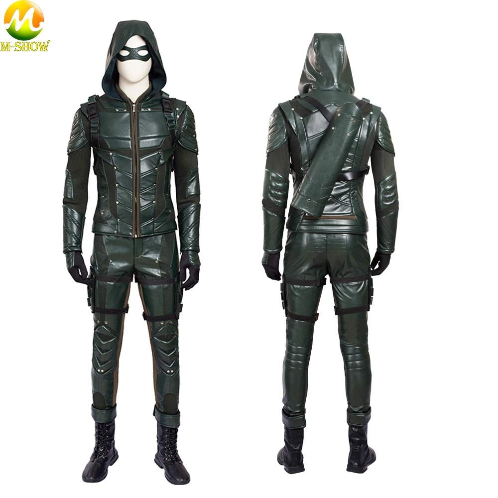 Green Arrow Season 5 Oliver Queen Cosplay Costume Arrow Cosplay Halloween Costume Men Leather Pantsfantasias adulto masculino Green Arrow Season 5 Oliver Queen Cosplay Costume Arrow Cosplay Halloween Costume Men Leather Pantsfantasias adulto masculino