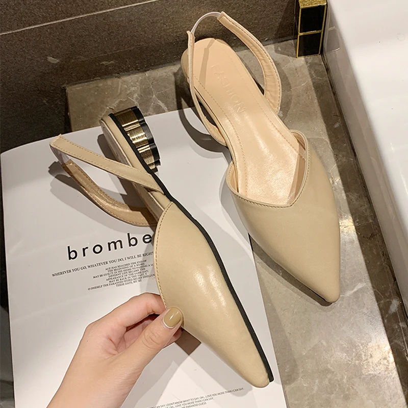 Goedkoop Wees Tenen Sandalen Vrouwen Slip Op Muilezels Elegante Lage Hakken Schoenen Vrouwen Zomer 2019 Gesloten Teen Sandalen Dames Mode Flats schoenen