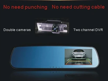 

4.3 inch Full 1080P Blue Mirror Car camera Rearview Mirror waterproof Parking Back Up DVR G-sensor H.264 Dual Lens Car DVR