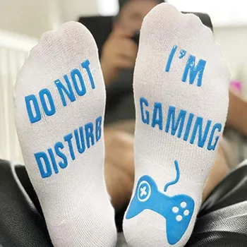 

New happy game socks funny letters "DO NOT DISTURB I AM BUSY GAMING" socks home leisure novelty party club socks dropship