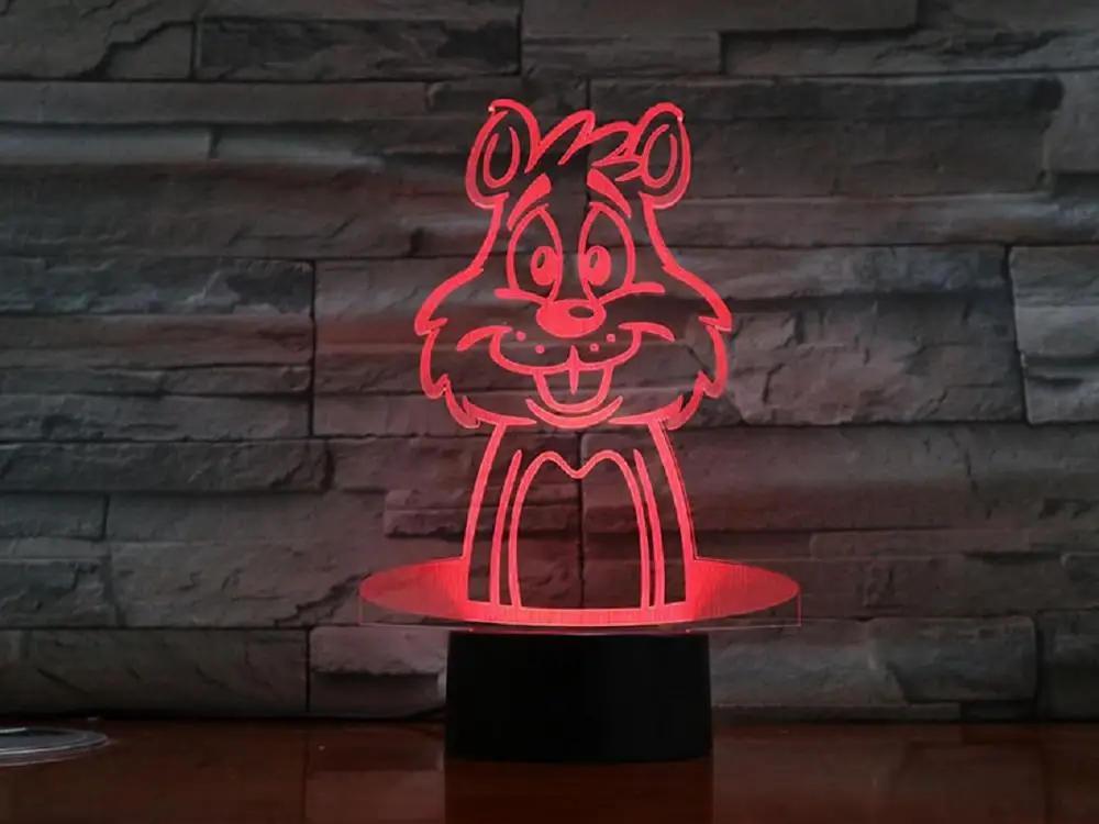 Мультяшный Тигр 3D лампа Иллюзия светильник Светодиодная многоцветная вспышка