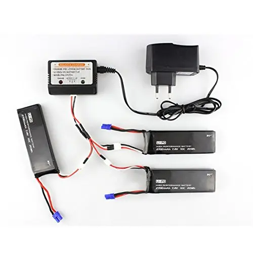 Eboyu Hubsan H501S X4 Fpv Racing Quadcopter Drone Parts 3 X Batteria Lipo 2700Mah 7.4V + 1 X Caricabatteria
