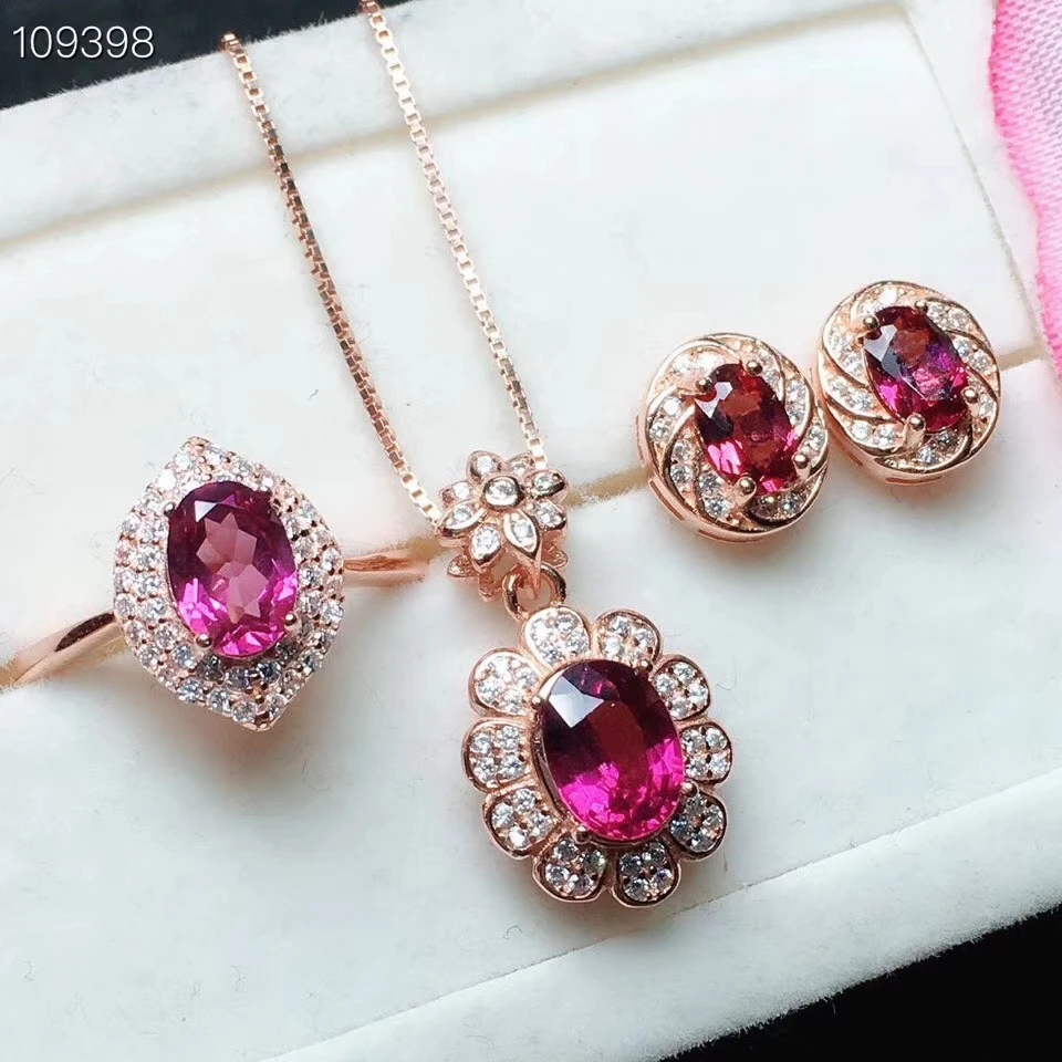 Naturalpinktopazgemjewelrysetsnaturalgemstoneringearrings