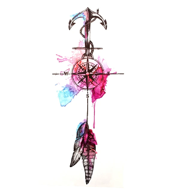 anchor Étanche temporaire tatouages hommes boussole flash tatouage
