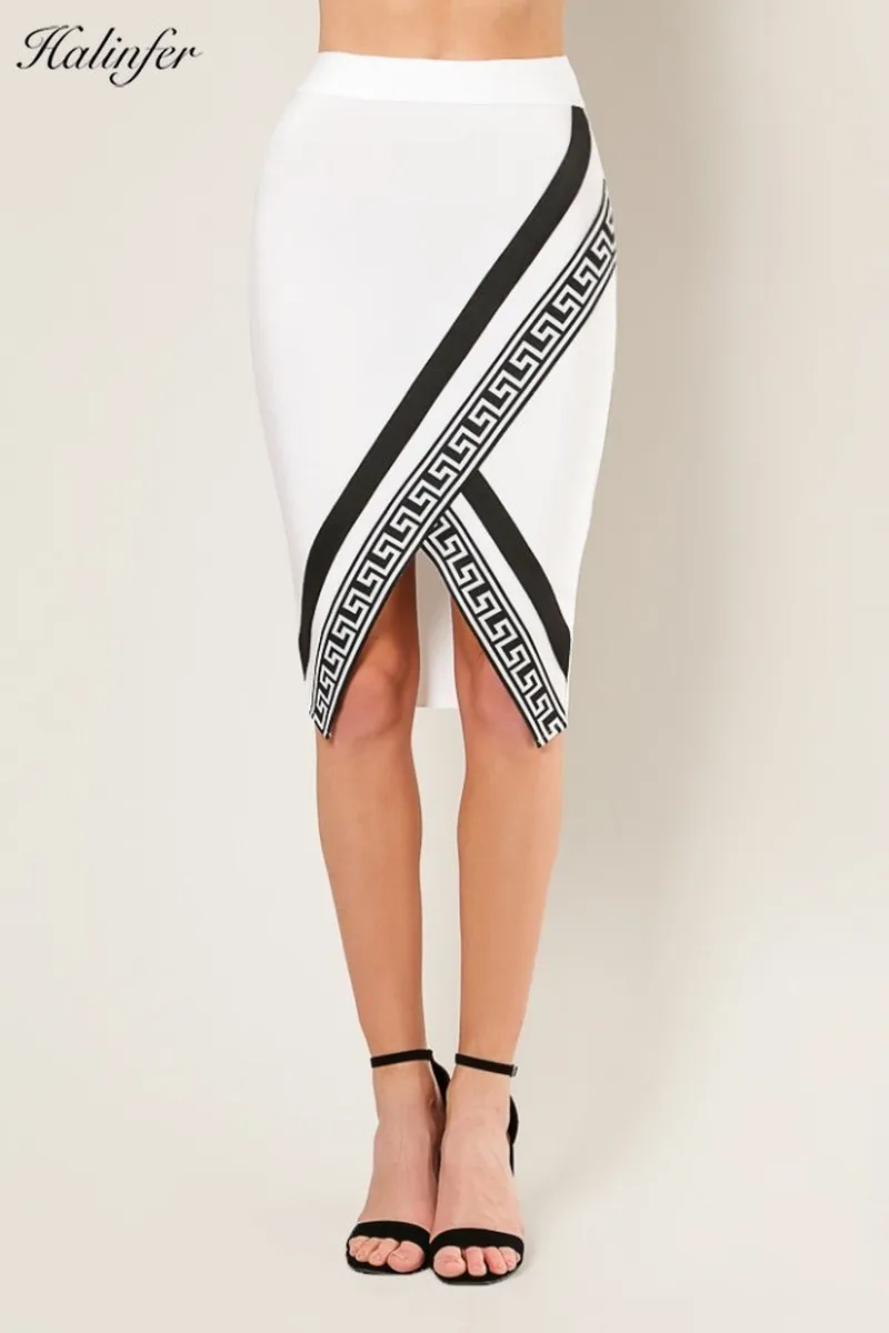 

Halinfer 2019 new summer women skirts sexy bodycon fork opening formal bandage elegant celebrity party 3 colors skirts vestidos