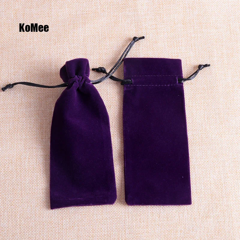 

10pcs/lot 6x15.5cm Purple Velvet Bag Small Lipstick Gift Jewelry Packaging Bags Wedding Christmas Drawstring Pouch Gift Bag