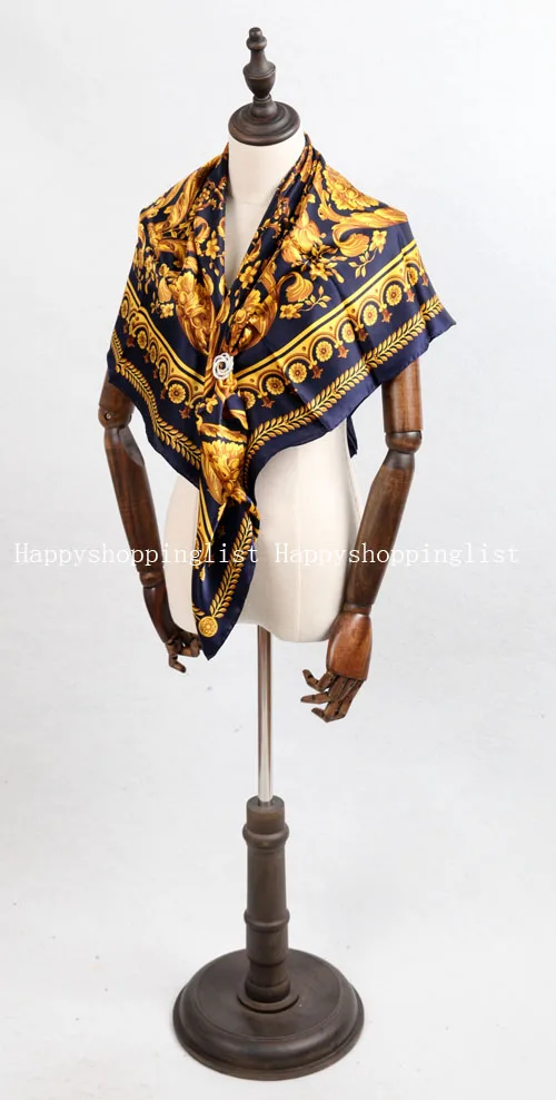 Elegante marca hecha a mano 100% crepe satén seda liso 110 cm bufanda - 4