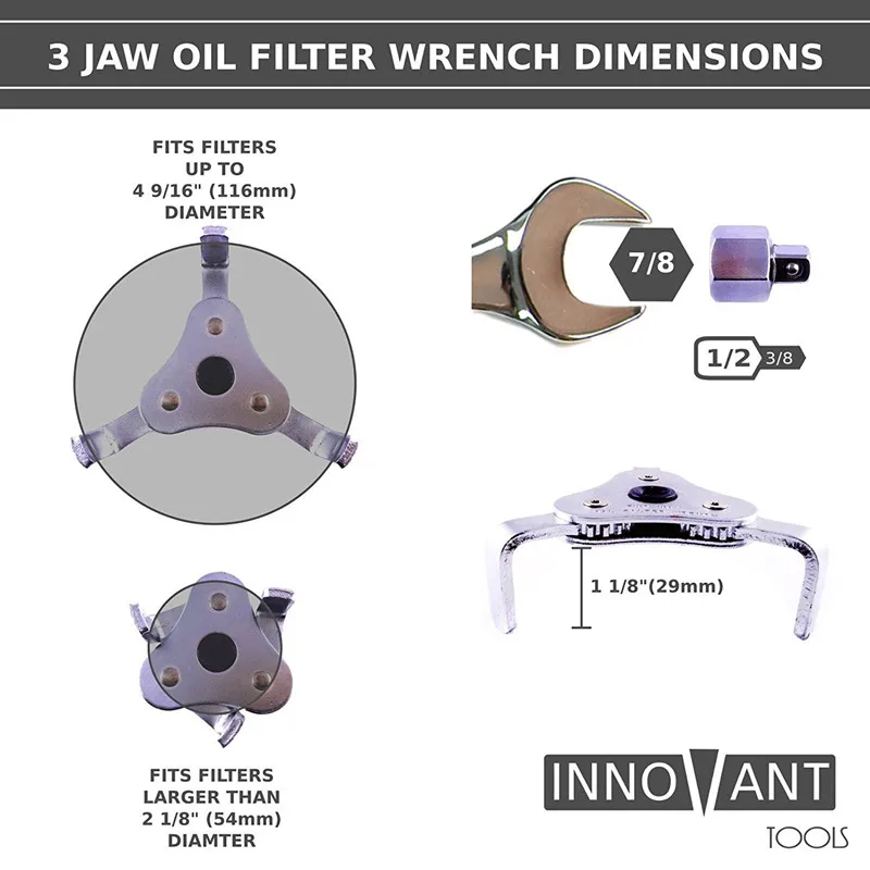 Горячая Автомобильный ремонт инструменты Регулируемый двухсторонний масляный фильтр гаечный ключ инструмент с 3 инструмент для удаления челюсти для автомобилей грузовиков 62-102 мм