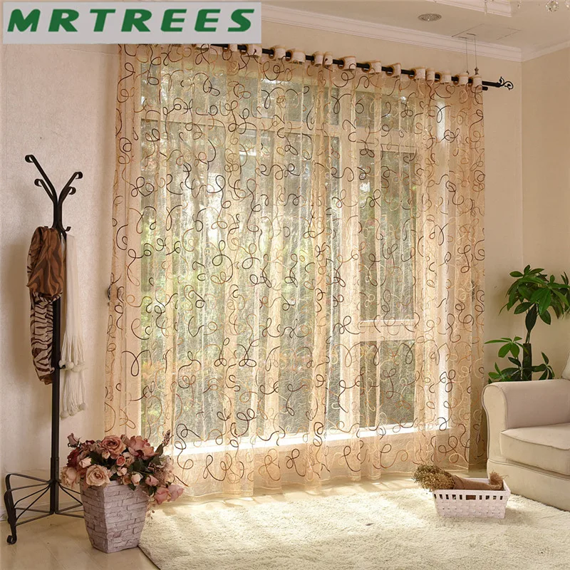 Cortinas de tul bordadas modernas cortinas transparentes para el dormitorio de la sala de estar en la cocina cortinas de gasa para tratamiento de ventanas