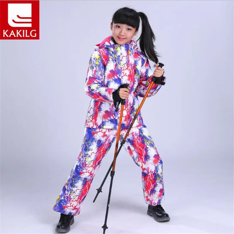 

KAKILG Khaki Genuine Girl Ski Suits , Windproof, Wear-resistant, Warm, Anti Fouling, Waterproof, Children's Skiing Suits